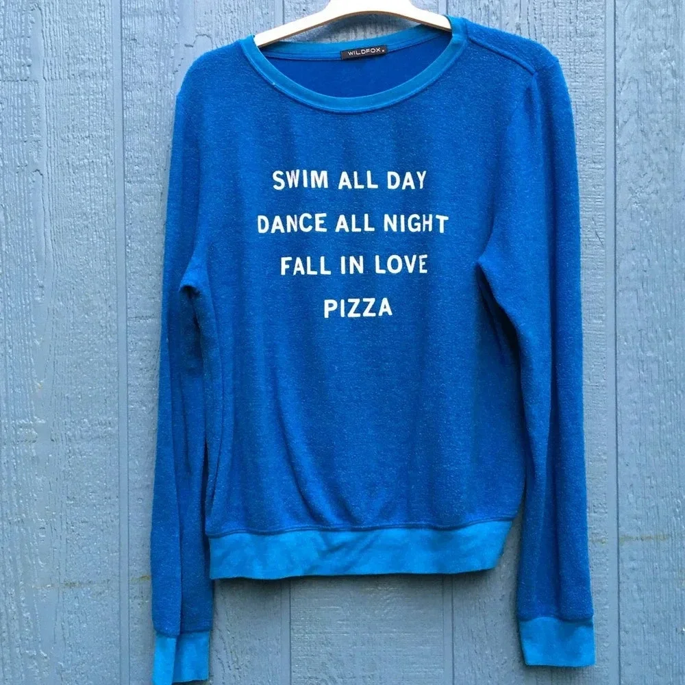 Wildfox Women Statement Blue Long Sleeve Tees Medium - Picture 2 of 5